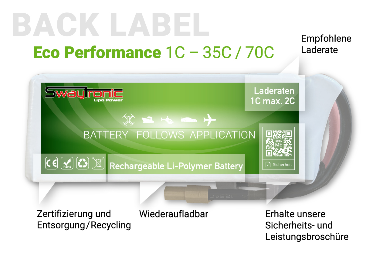 SWAY-AIR LiPo 2S 7.4V 1300mAh 35C/70C  Mini T