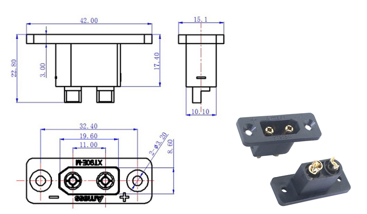 LiPo Stecksystem XT90 verschraubbar - 2 Stk.
